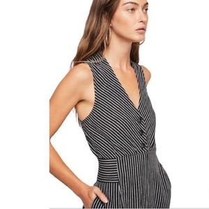 Free People Black and White Striped Jumpsuit